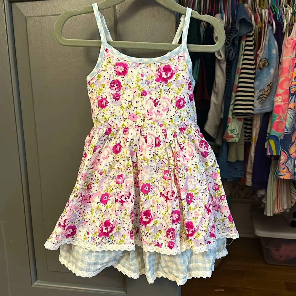 Floral Lace Dress with Pink and White Accents